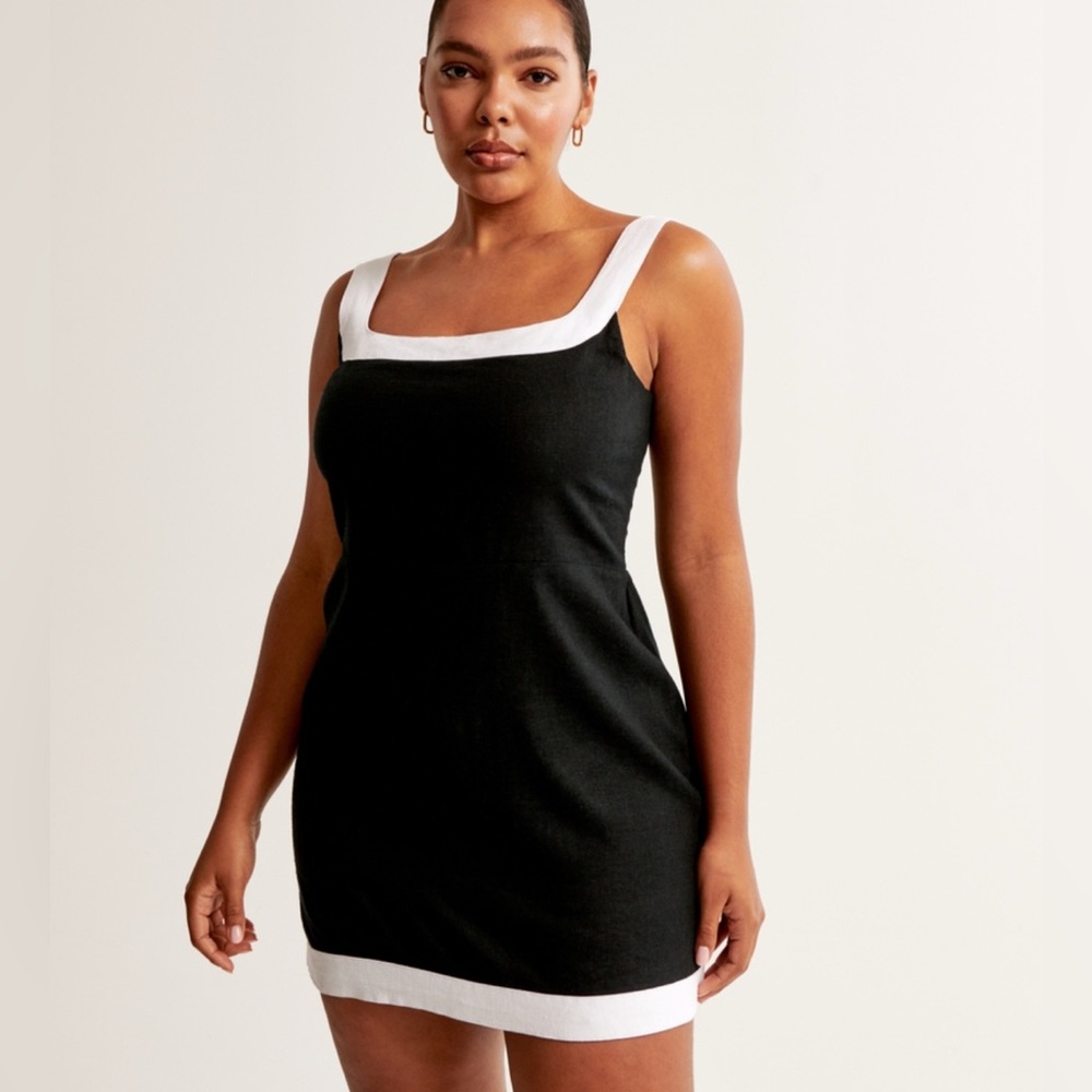 A&F Abercrombie & Fitch Linen Wide Strap Mini Dress Size L